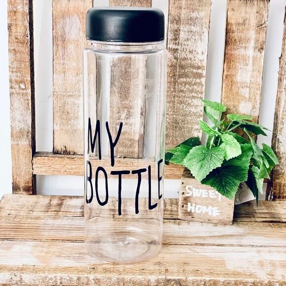 New Clear Plastic Black Letters Graphic “MY BOTTLE” Water Bottle. - Picture 1 of 9